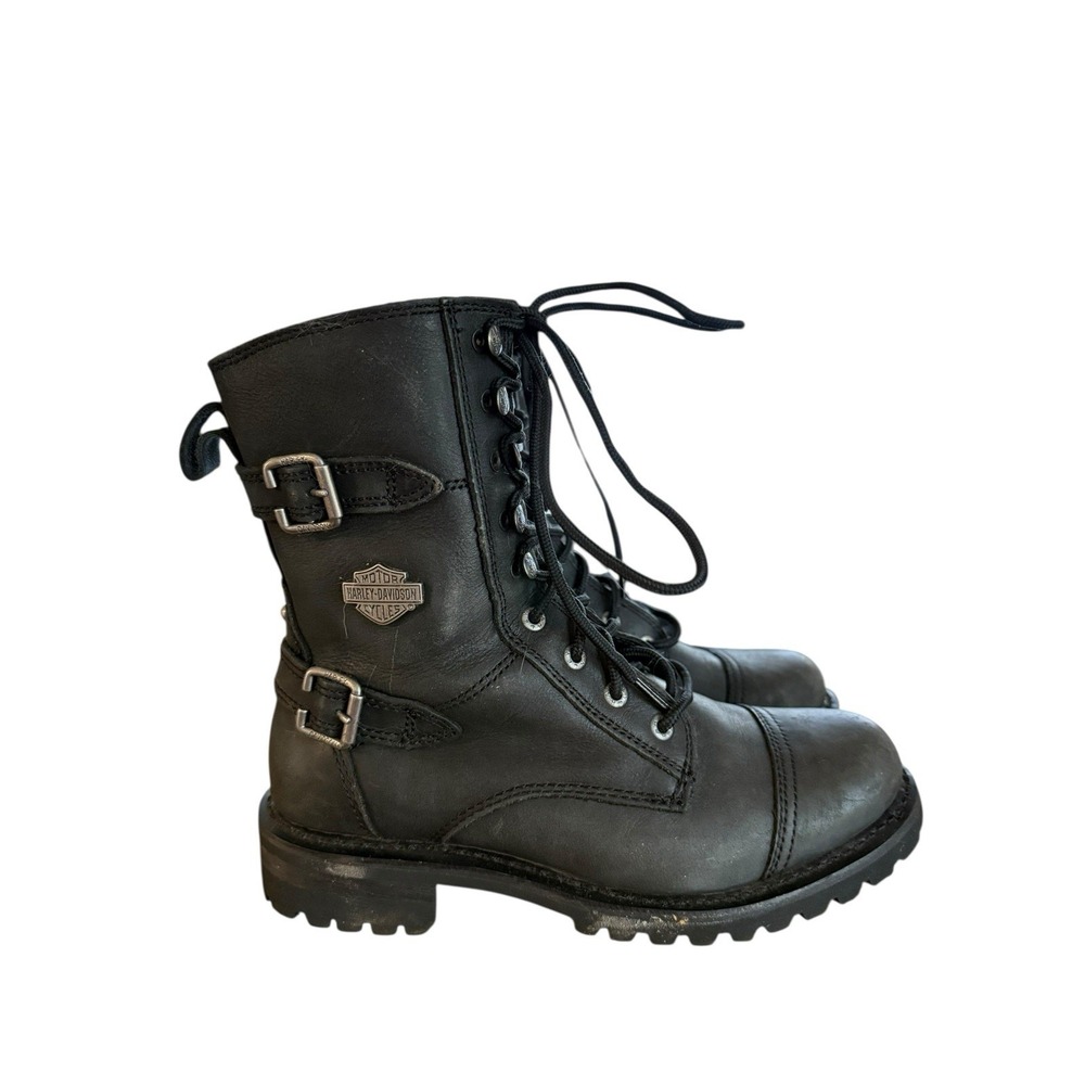 Harley Davidson Balsa 7" Women's 9.5M D83853 Black Stone Leather Motorcycle Boot